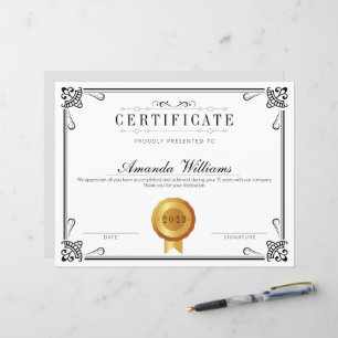 Élégant certificat classique de réussite