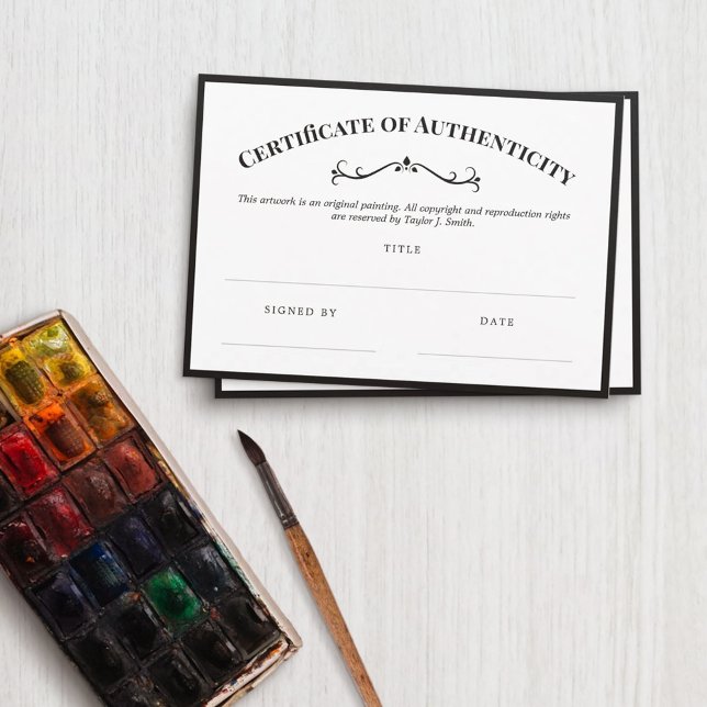 Élégant certificat d'authenticité noir blanc (Créateur téléchargé)
