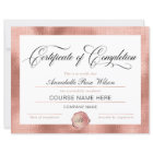 Élégant certificat d'or Rose d'achèvement