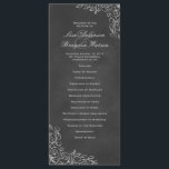 Élégant Chalkboard Filigree Wedding Programme<br><div class="desc">Cette collection de mariages à la fois tendance et intemporelle présente un arrière - plan en damier encadré dans un design délicat en filigrane. Parfait pour un mariage à thème vintage ou élégant.</div>
