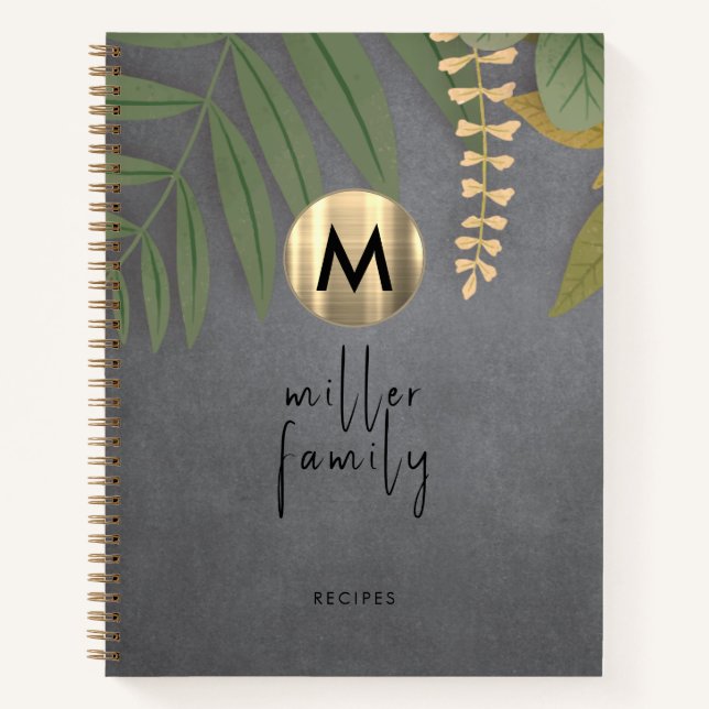 Elégant Chalkboard Greenery Family Recette Livre (Devant)