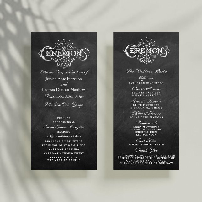 Élégant Chalkboard Mariage programmes de cérémonie (Créateur téléchargé)