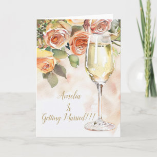 Elégant Champagne & Faire-part Fiançailles Rose