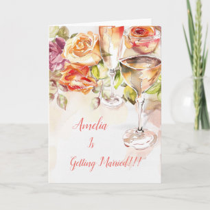 Elégant Champagne & Faire-part Fiançailles Rose