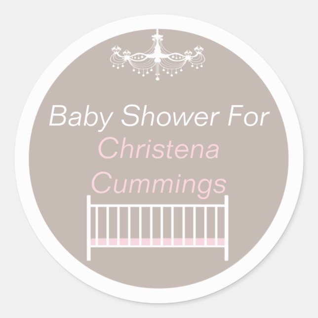 Élégant chandelier Baby shower rond Sticker rose (Devant)