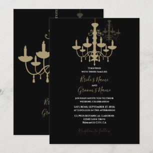 Elégant Chandelier Black Gold Invitations de maria