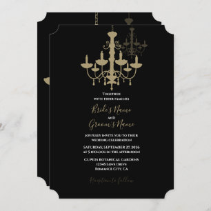 Elégant Chandelier Black Gold Invitations de maria