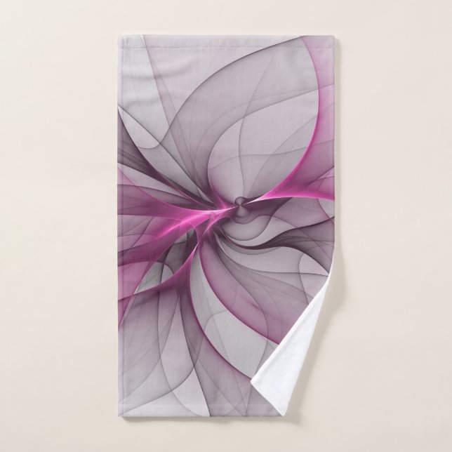 Élégant Chaos Moderne Art Fractal Abstrait Rose (Serviette à main)