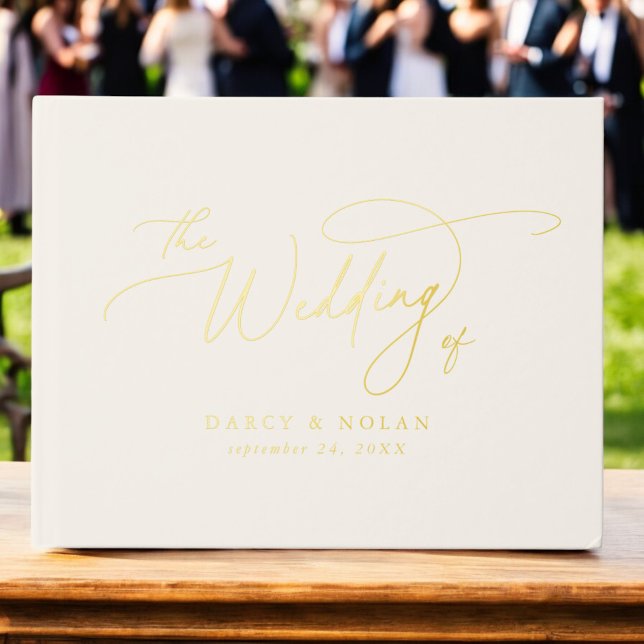 Élégant Charm ivoire or Mariage Foil Livre d'hôte (Elegant Charm Ivory Gold Foil Wedding Guest Book)