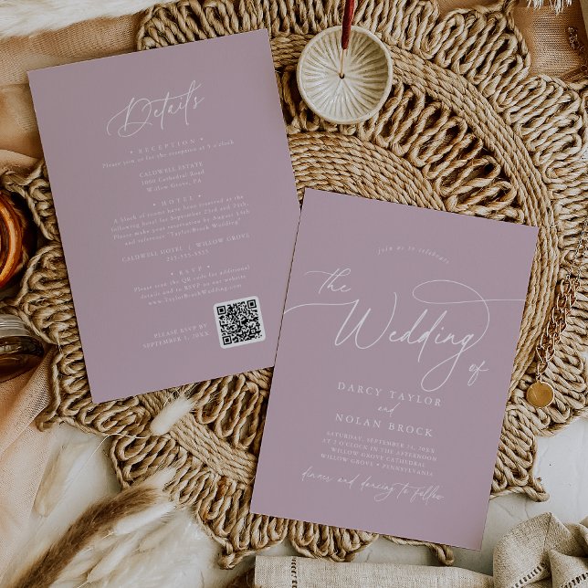 Élégant charme rose mariage invitations avec RSVP (Créateur téléchargé)