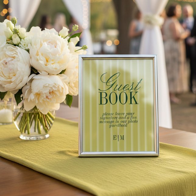 Elegant Chartreuse Wedding Guest Book Paper Sign (Elegant Chartreuse Wedding Guest Book Paper Sign
)