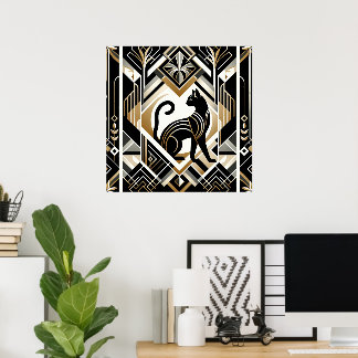 Élégant chat Art déco amoureux