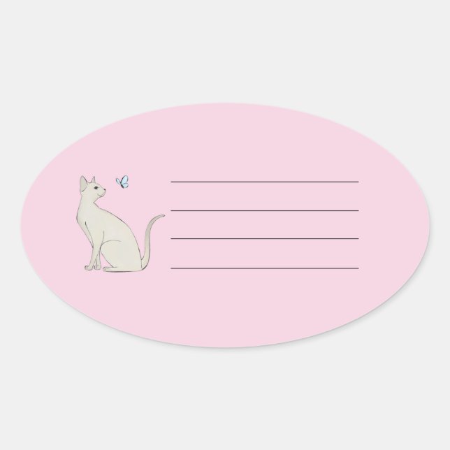 Élégant chat avec autocollant papillon (Devant)