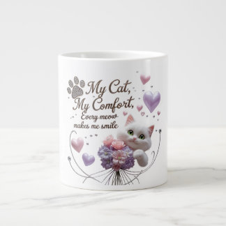 Élégant chat Jumbo Mug - Feuilles d'or & Velvet He