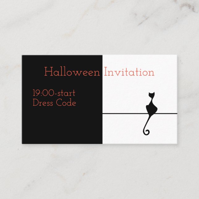 Élégant chat noir Halloween Invitation (Devant)