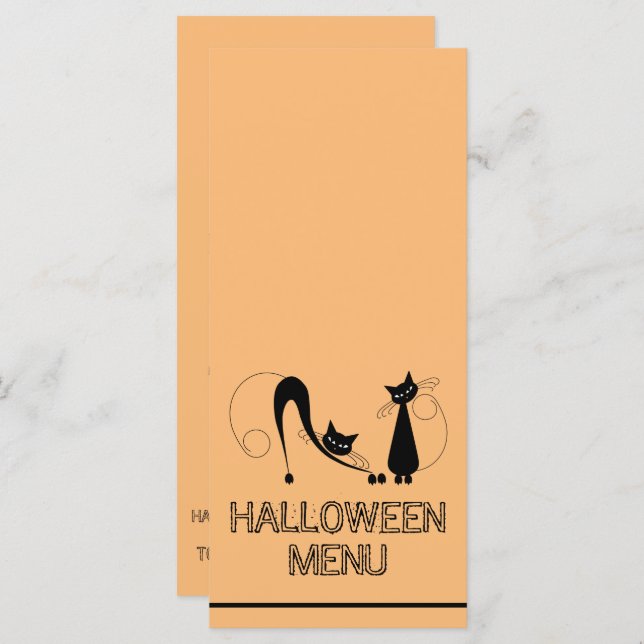 Élégant chat noir, menu Halloween (Devant / Derrière)