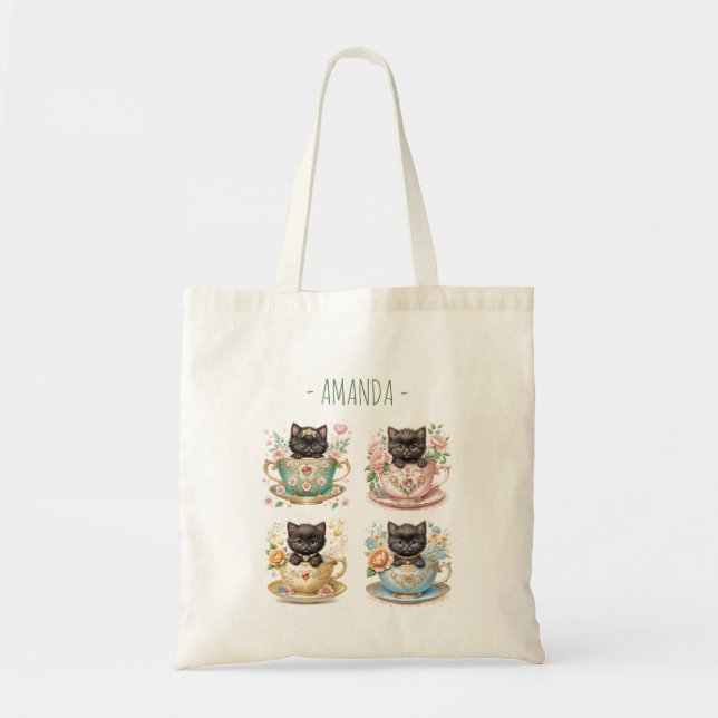Élégant chatons à Teacup - Sac fourre-tout avec no (Devant)