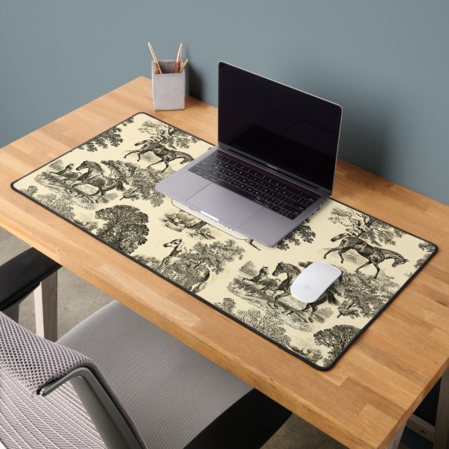 Élégant Cheval Rustique Arbres Beige Tan Toile (Bureau 2)