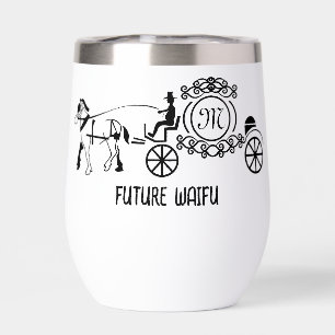 Élégant cheval tiré Mariage Wagon Monogramme