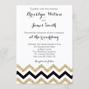 Elégant Chevron Wedding Invitations Or