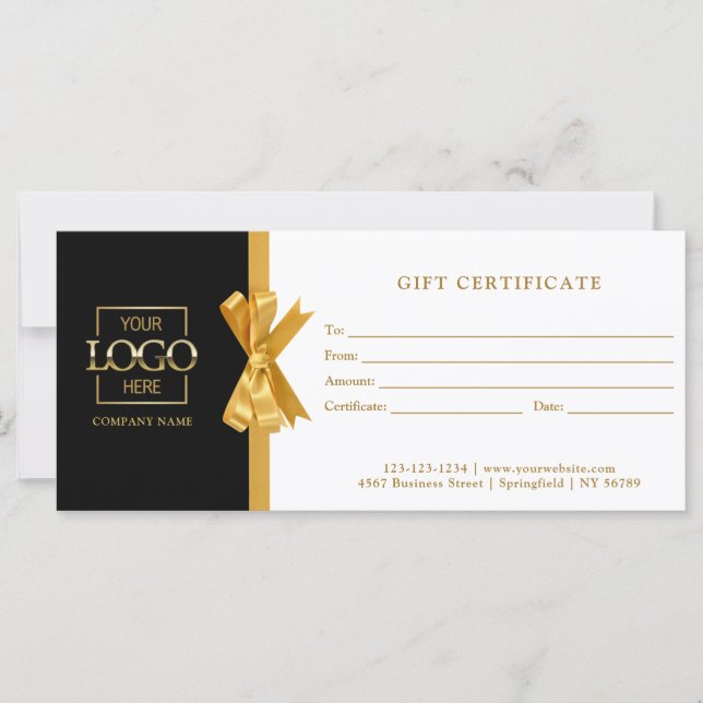 Élégant Chic Black Gold Business Certificat cadeau (Devant)