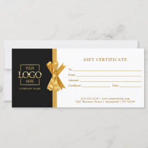 Élégant Chic Black Gold Business Certificat cadeau