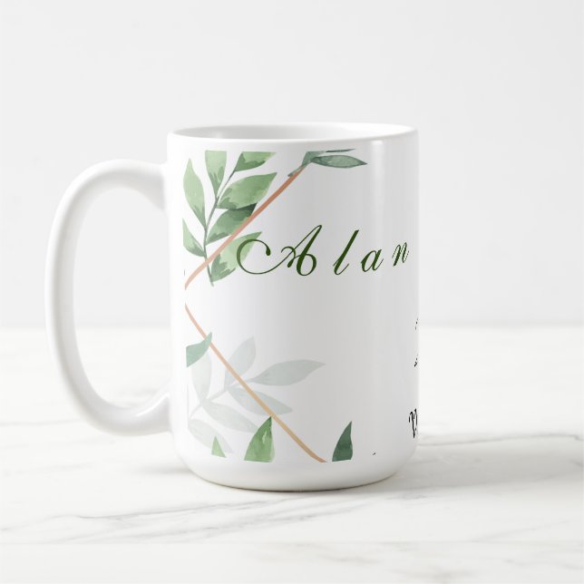 Élégant Chic Botanical Green 25e Mariage Gift Mug (Gauche)