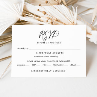 Elégant Chic Calligraphie Mariage carte RSVP