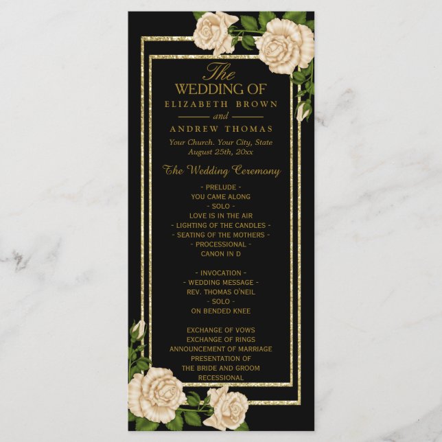 Elegant Chic Corner Ivory Roses programme de maria (Devant)