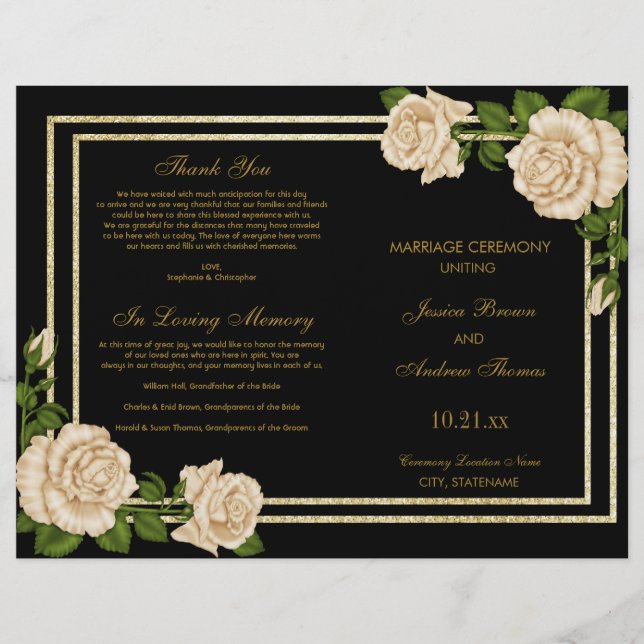 Elegant Chic Corner Ivory Roses programme de maria (Devant)