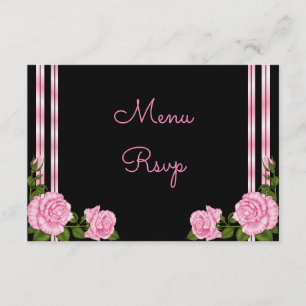 Elégant Chic Corner Rose Bouquet Menu RSVP
