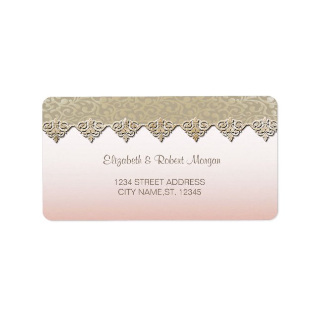 Élégant Chic Damassé Étiquette de Mariage (Devant)