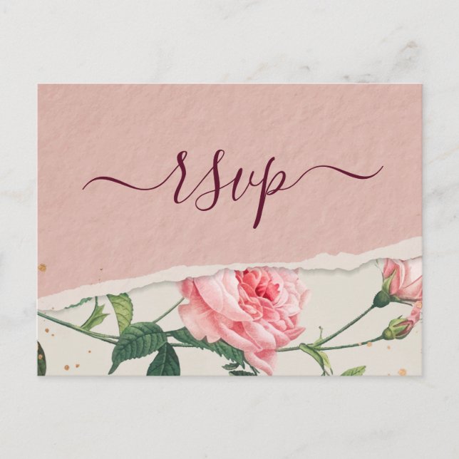 Elégant chic Floral carte postale RSVP (Devant)