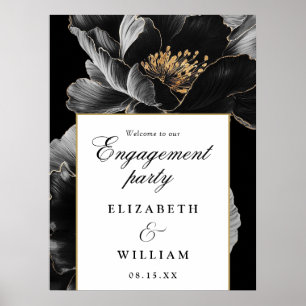 Élégant Chic Floral Engagement Affiche de bienvenu