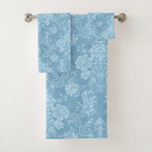 Élégant chic floral romantique Damask-Pastel Blu