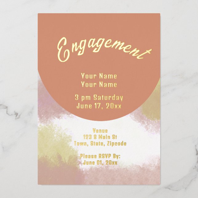 Elégant Chic Foil Fiançailles Invitation (Recto)