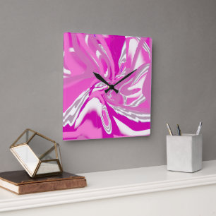 Élégant Chic Fuchsia Mur Rose Horloge