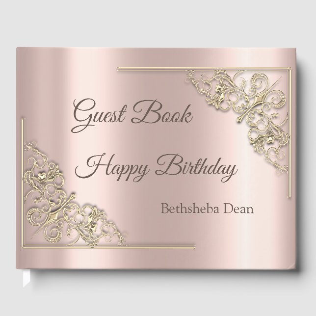 Elégant Chic Gold Hearts Rose Gold Livre d'or (Recto)
