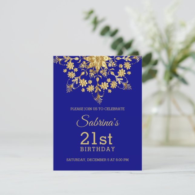 Elegant Chic Gold Invitation Anniversaire (Debout devant)