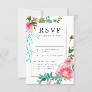Elégant Chic Gold Rose Floral Wedding Carte RSVP