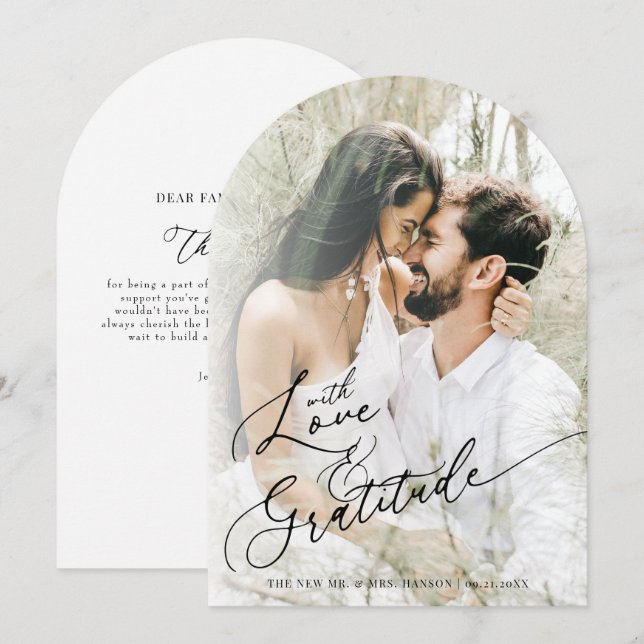 Elegant Chic Mariage Merci Cartes (Devant / Derrière)