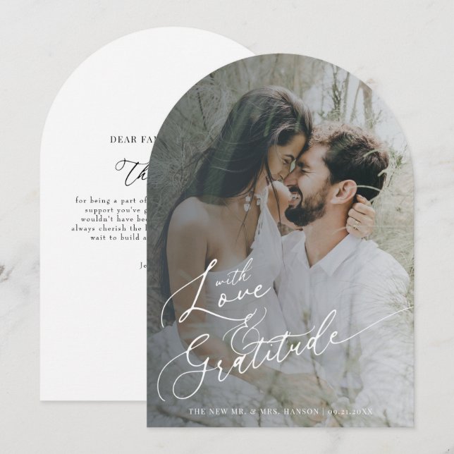 Elegant Chic Mariage Merci Cartes (Devant / Derrière)