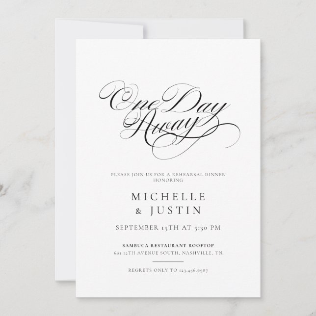 Élégant Chic Mariage Rehearsdîner Invitation (Devant)