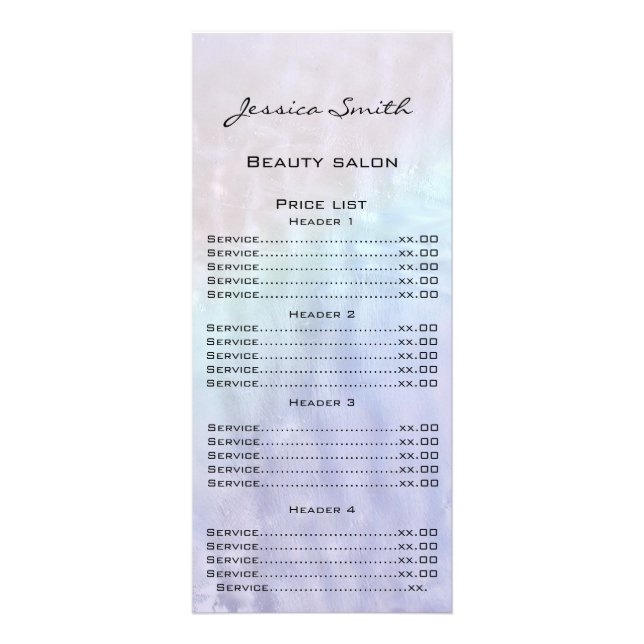 Elégant chic moderne luxe holographique carte menu (Devant)