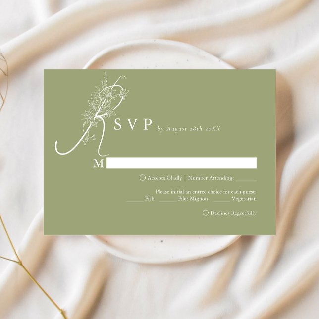 Élégant Chic Moss Floral Menu Choix Mariage Rsvp (Créateur téléchargé)