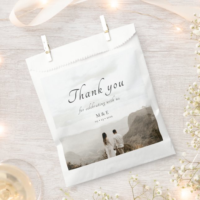 Élégant Chic Photo Monogramme Mariage Favor Sacs (Coupé)