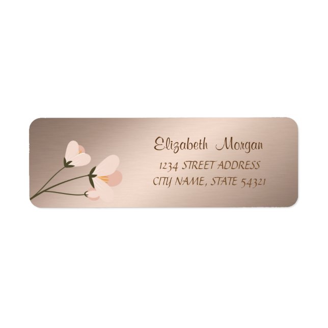 Élégant Chic Romantique, Étiquette d'adresse fleur (Devant)