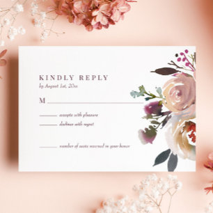 Elégant Chic Romantique Rose mariage carte RSVP