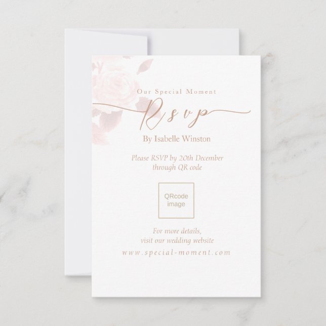 Elegant Chic Rose Mariage QRcode RSVP (Devant)