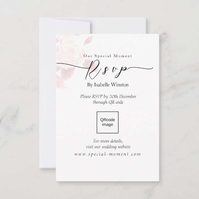 Elegant Chic Rose Mariage QRcode RSVP (Devant)